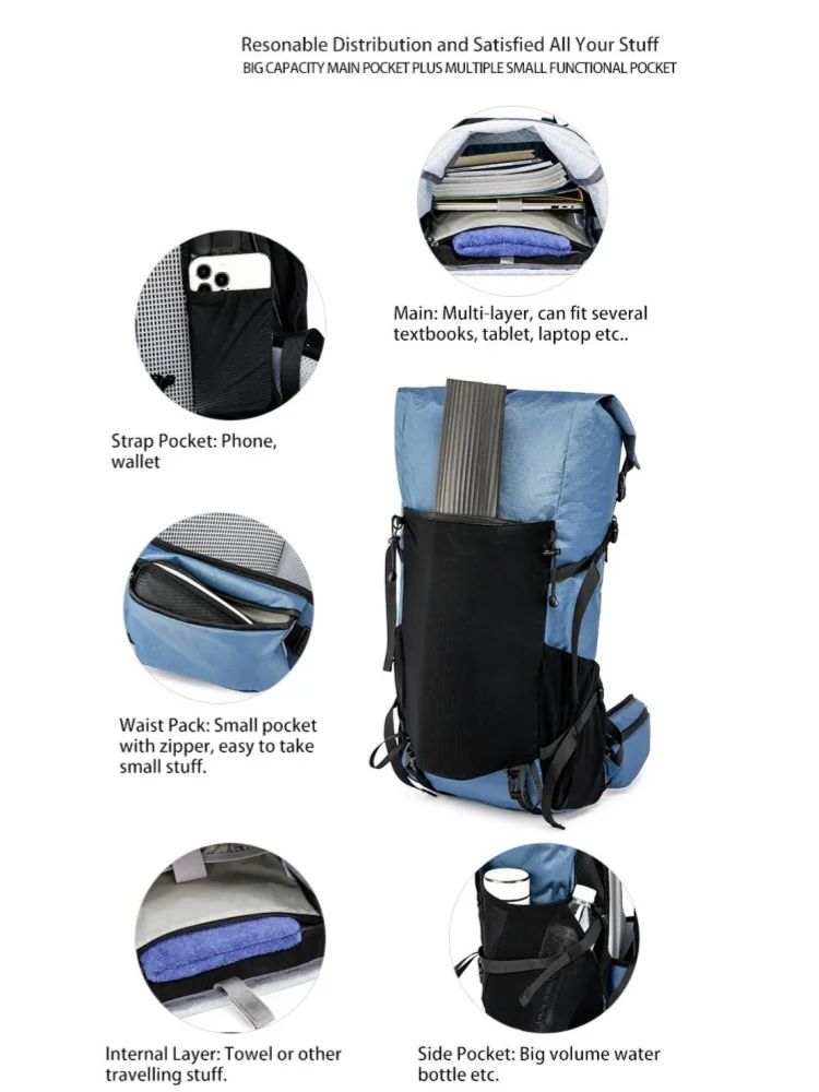 40L randonnée en plein air Camping sac à dos grande capacité résistant à l'eau sac à dos pour ordinateur portable sac multifonction escalade fournitures de voyage