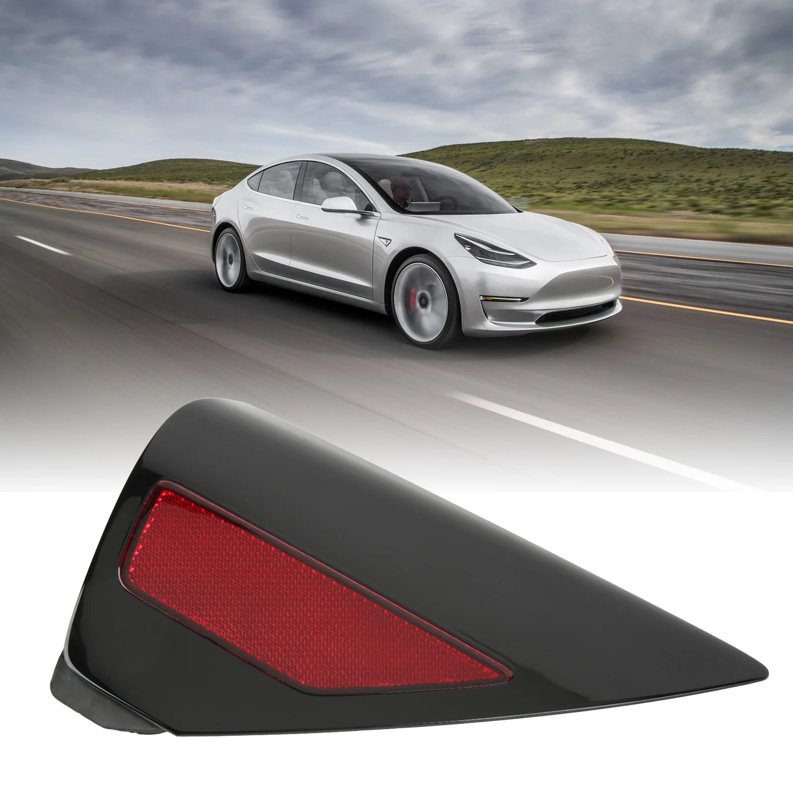 1Pcs Car Reflective Rear Bumper Signal Lights Tail Lamp Reflector Cover 1100781 99 D for Tesla Model 3 2017+ / Y 2020+