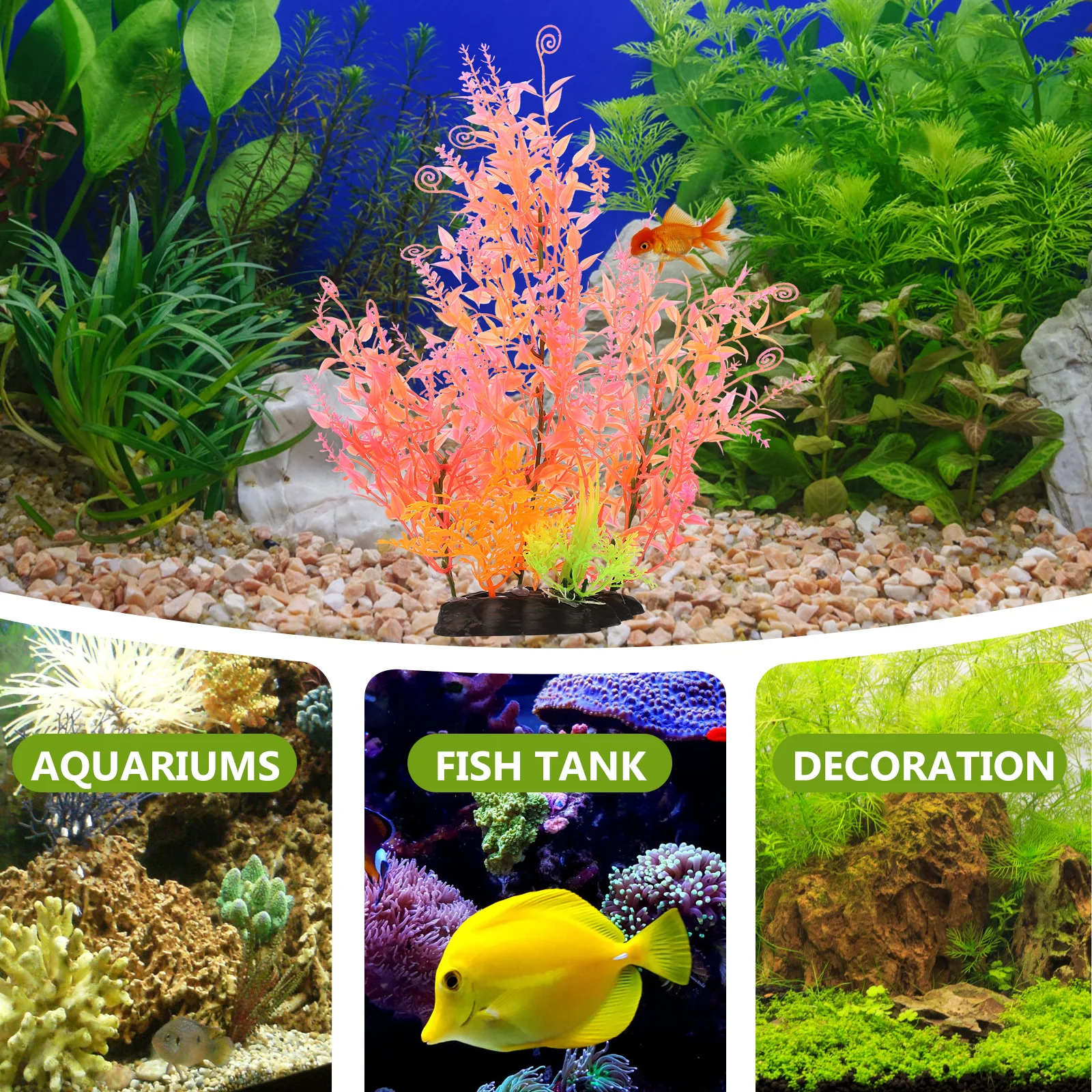 

2 Pcs Lifelike Aquarium Plants Decorations Plastic Fish Tank Aquatic Fake Safe Environment Turtle Accessories L scape
