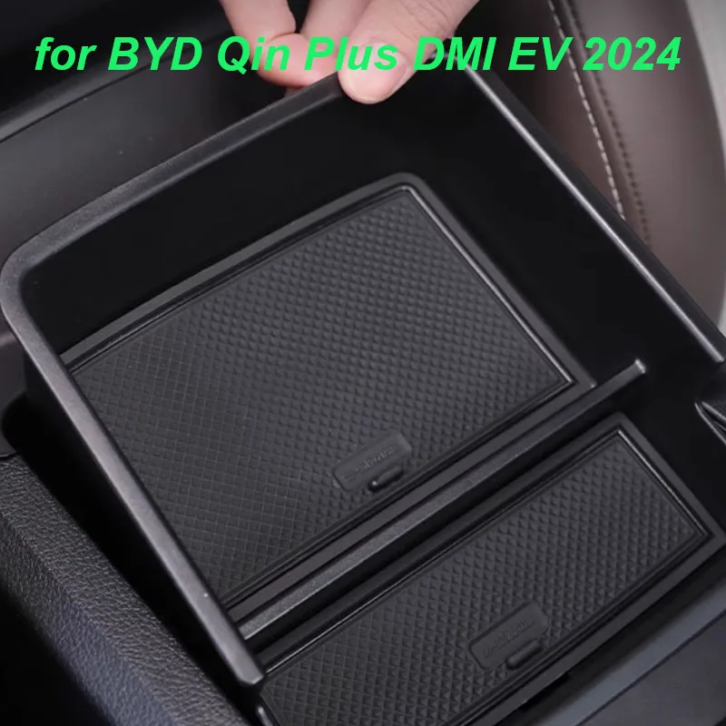 

Car Armrest Storage Box for BYD Qin Plus DMI EV 2024 Central Console Waterproof Storage Box Siliocne Pad Interior Accessories