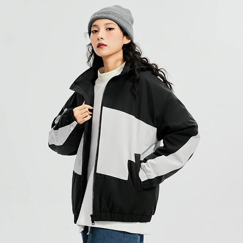 Winter Fleece Jacket for Women Warm Parkas Hooded Patchwork Cashmere