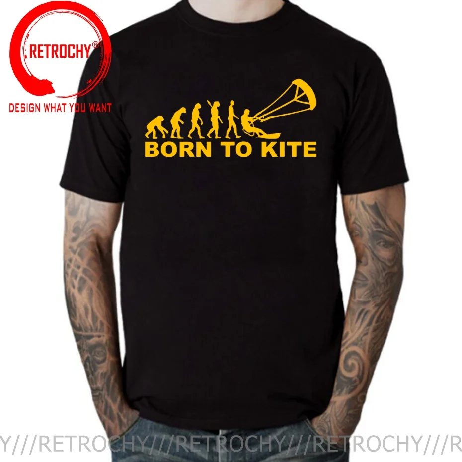 Funny Design Kitesurfing Kiteboarding Flysurfing Born To Kite  SRed Doublet Men Fashion Trendy Casual Clothing Stylish Tops Tee