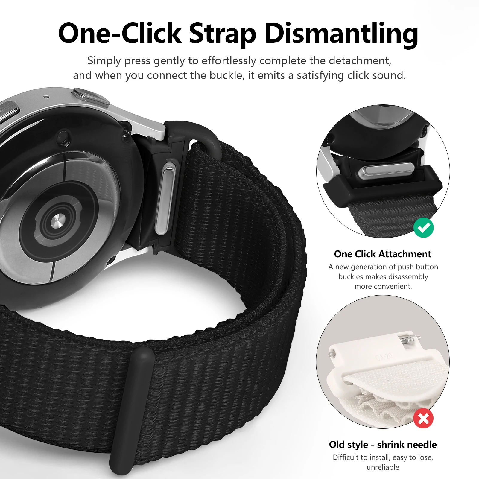 Cinturino per Samsung Galaxy Watch 7 6 5 4 44mm 40mm 5 pro 45mm Sport Nylon loop Band 20mm bracciale Galaxy Watch 6 Classic 47mm 43mm