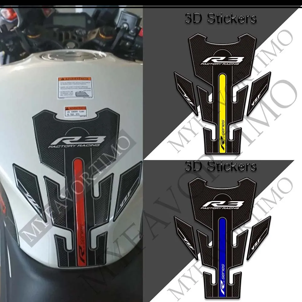 For YAMAHA YZF R3 YZF-R3 YZFR3 Tank Pad Side Grips Gas Fuel Oil Kit Knee Stickers Decals Protector 2019 2020 2021 2022