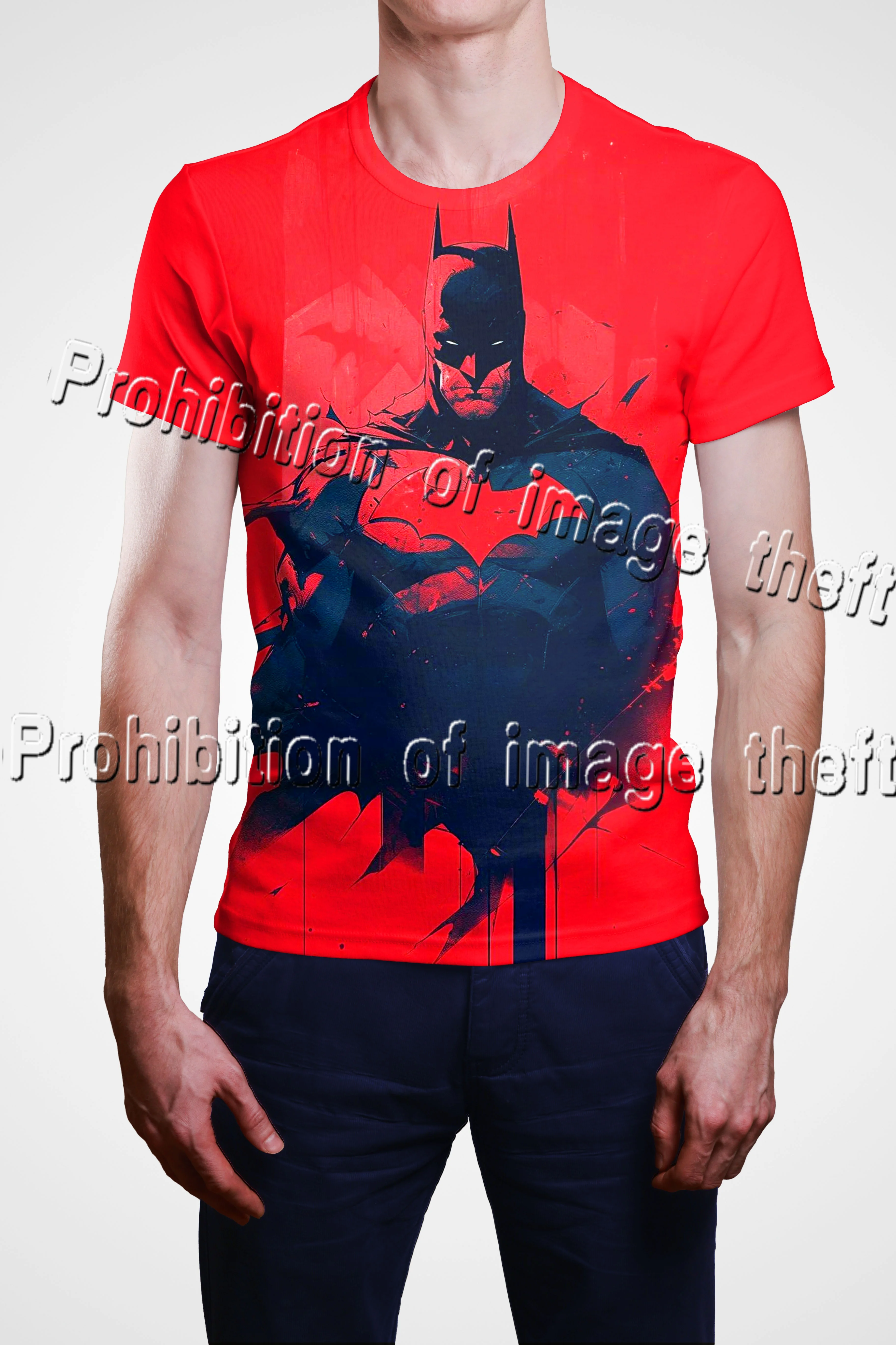 Camiseta de manga corta con estampado de Batman rojo para hombre, Top grande de moda en 3D, Top deportivo fresco de calle, gran oferta de verano para adultos y niños