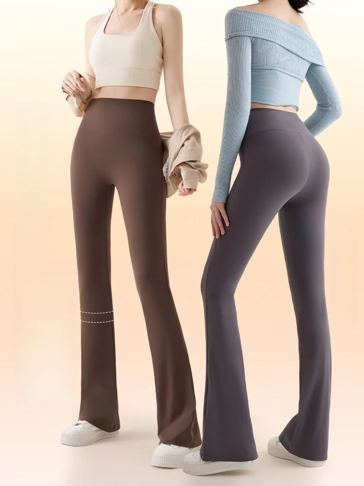 Lockere Yogahose mit hoher Taille, ausgestellte Arkskin-Leggings mit Glättungseffekt für einen perlmutten Körper, langes Bein, Illusion