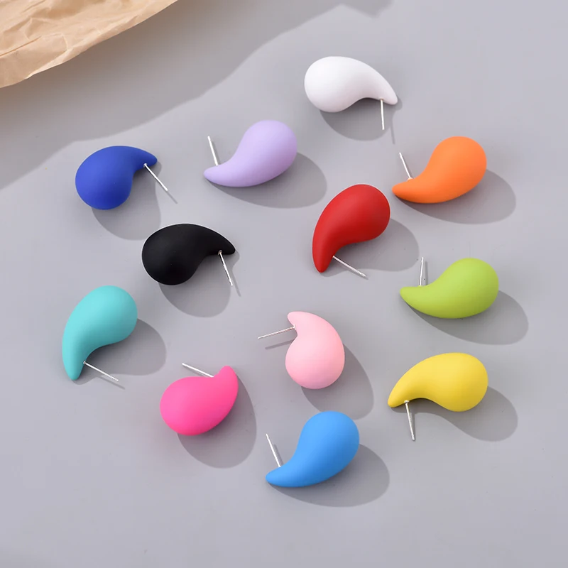 Fashion Big Teardrop Stud Earrings For Women Girls Thick WaterDrop Acrylic Blue Black Orange Red Earrings Pendientes Mujer