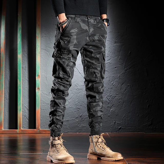 Jeans da uomo firmati di moda pantaloni mimetici Multi tasche pantaloni Cargo Casual Hombre Zipper Bottom Hip Hop Joggers Men AliExpress