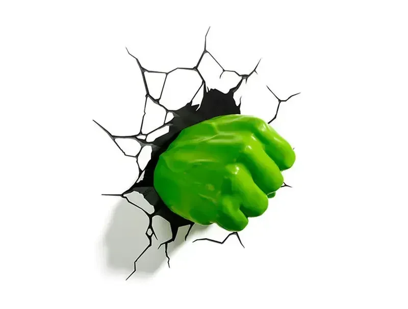 خوذة مارفل هيرو هالك هيد، قفاز قبضة، نموذج إبداعي ثلاثي الأبعاد، مصباح جداري LED، رأس فريد لتزيين المنزل، هدية عيد ميلاد #4