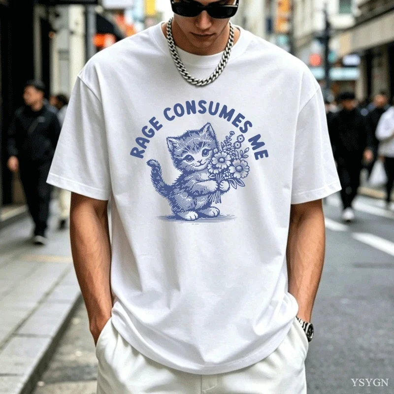 Rage Consumes Me T Shirt Weirdcore Funny Hilarious Kitten Meme T-shirt Dark Humor Unhinged Tshirt Mental Health Tee Shirt Tops
