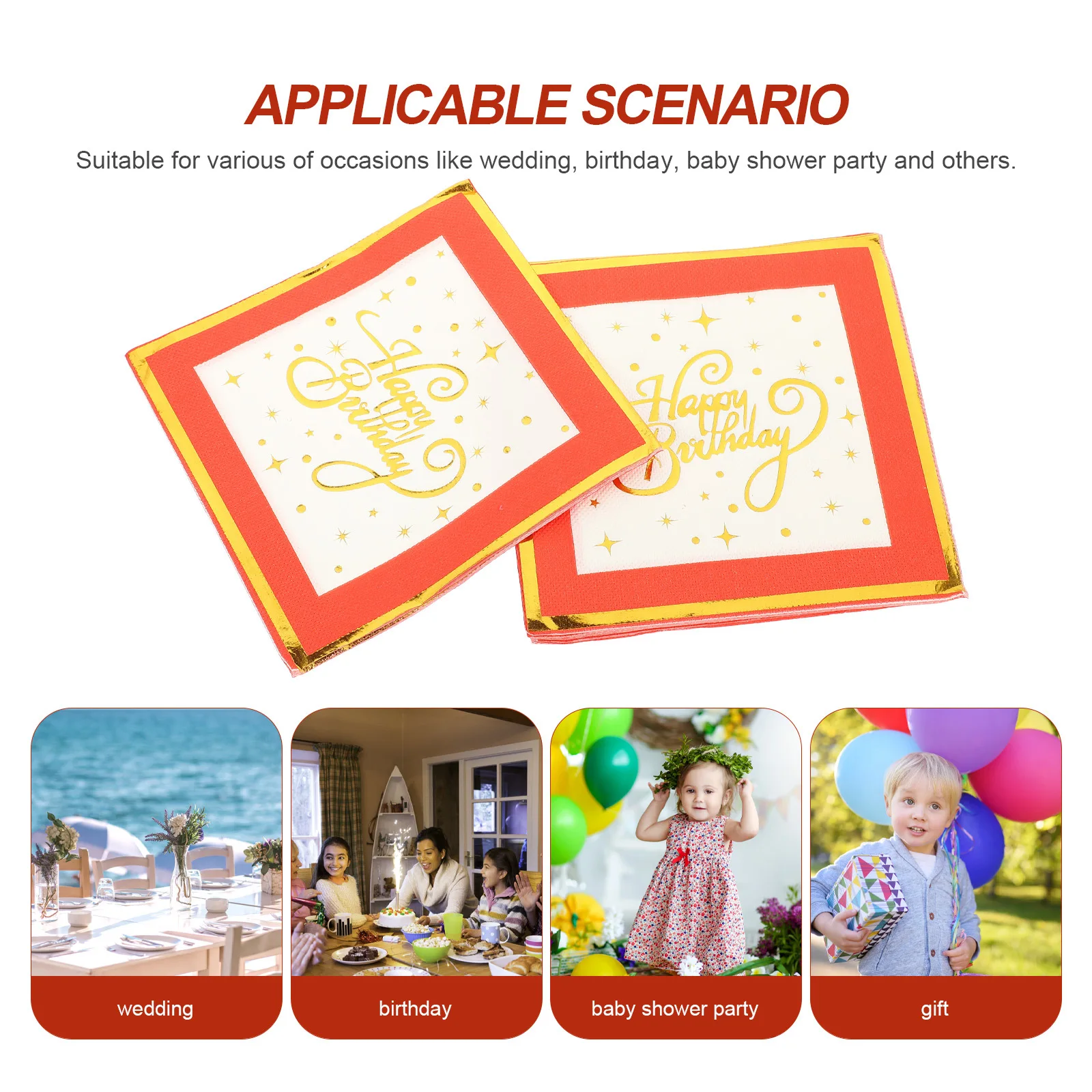 16 pezzi di tovaglioli stampati di buon compleanno di carta a 2 strati decorativi per la festa di nozze, baby shower, cene, tovaglioli per feste