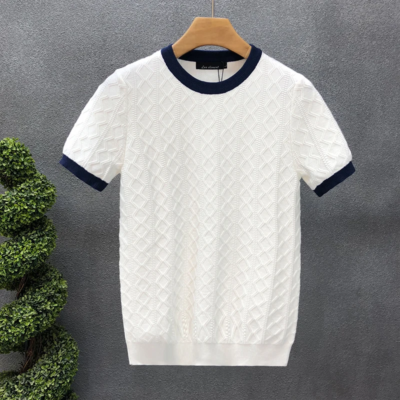 High-End Short-Sleeve Sweater Men'S Trendy Spring And Autumn Base Layer 2023 Winter New Men'S Thin Knitted Sweater