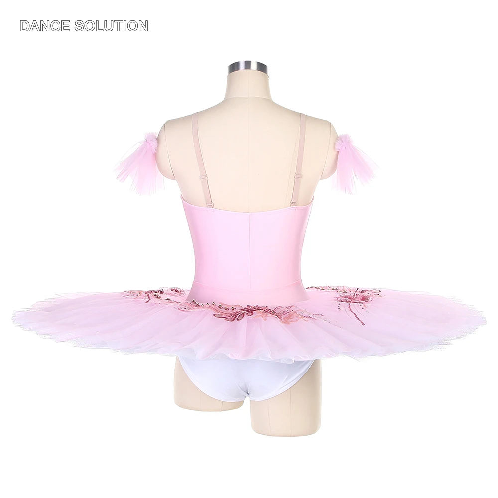 Pink Spandex Bodice with Appliques Ballet Pancake Tutus for Women Girls Stage Performance Dancewear Ballet Tutu Costumes BLL081