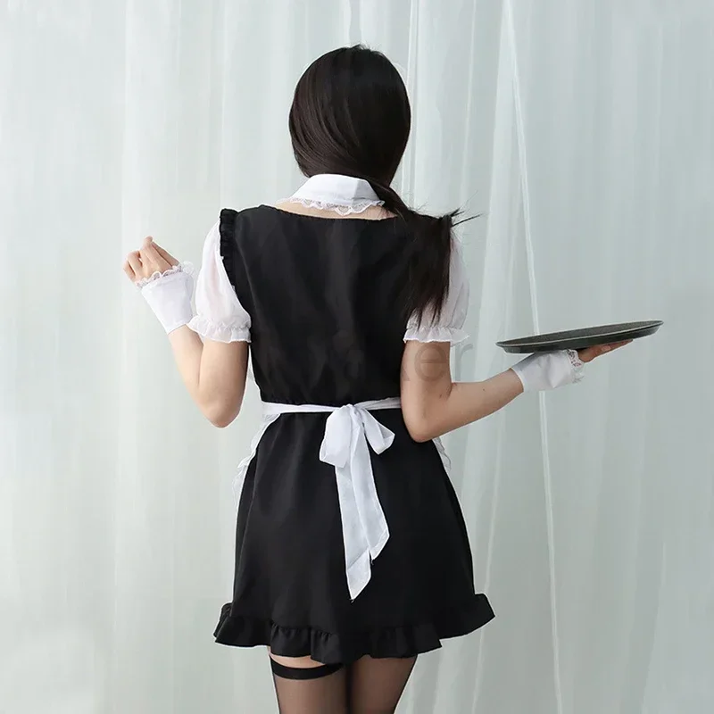 Vestido lolita de la serie japonesa, disfraz de sirvienta cosplay sexy, boudoir para mujer, camisón kawaii de gasa con perspectiva ligera para estudiantes