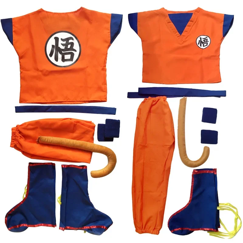 Goku son cosplay costume blue gold Halloween cosplay costume adult kids suits Son Goku anime cosplay hero dress up Carnival part