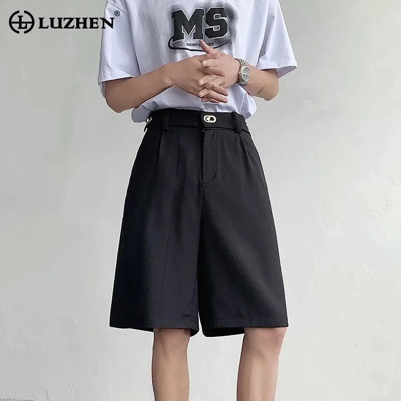 

LUZHEN Fashion Elegant Solid Color Straight Shorts Men Original Stylish Male Five-pointed Pants Loose Fashion New 2024 LZ4821