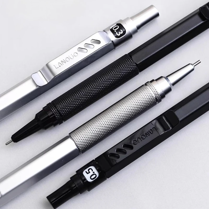 Languo ดินสออัตโนมัติยางลบโลหะสําหรับ Sketch Art Drawing ร่างวิศวกรรมดินสออัตโนมัติ 0.3/0.5/0.7 มม.
