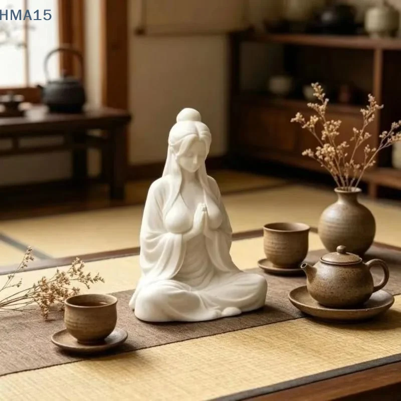 【YA】3D Printed Cross-legged Meditation Female Figurine Mini Zen Desktop Ornament for Home Meditation Room Decor