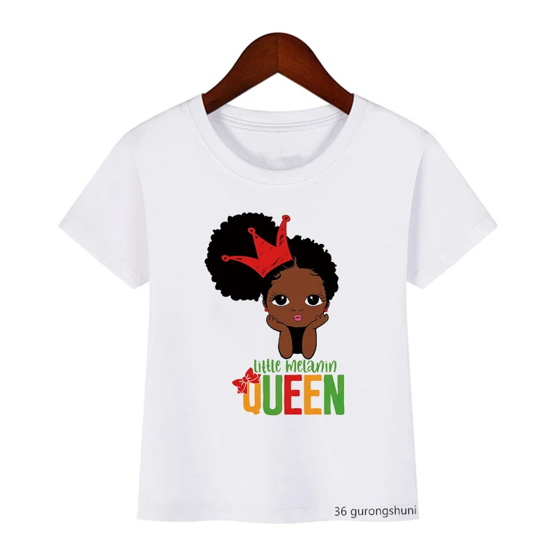 Zwarte Meisjes T-Shirt Zwarte Jongens Prinses Kleine Melanine Queen T-Shirt Meisjes Jongens Tshirt Korte Mouw Zomer Tops