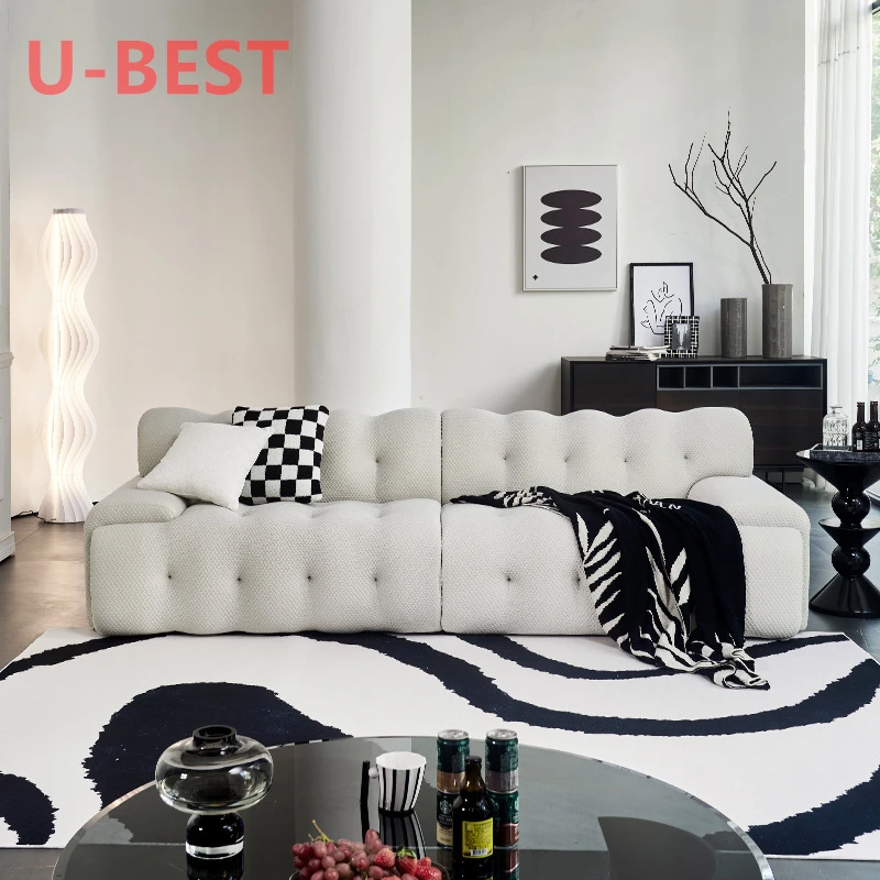 U-BEST European Living Room Villa Furniture Three Seater Blogger 3 Seater Modular Couch Sectional Loveseat Floor Sofa