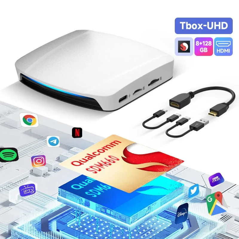 

Carlink 8GB 128GB the smart box Carplay Auto Portatil Support Netflix Youtube Waze Spotify android 13 HDMI USB wireless ai box