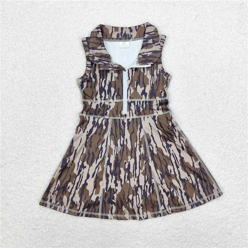 

Baby Girls Camo Athletic Dress Bottomland Knee Length Sleeveless Zipper Active Wear with Shorts