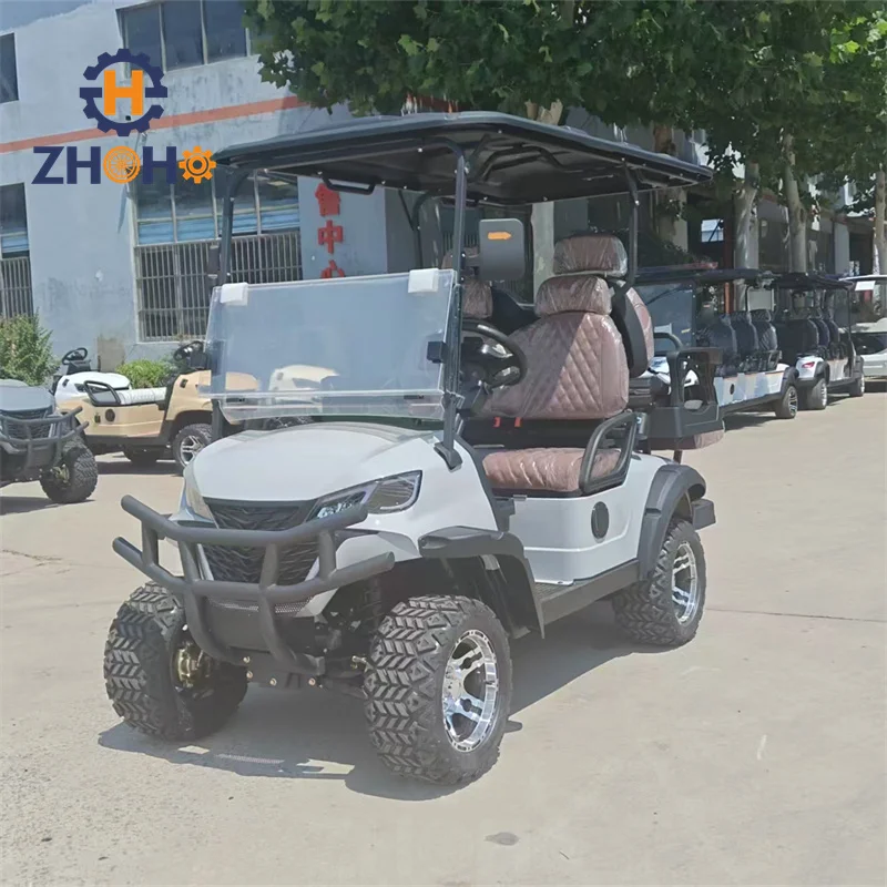 Durable Electric Golf Cart, Heavy-Duty Frame, 14-Inch Off-Road Tires, Brush Guard & Fender Flares for Rough Terrain