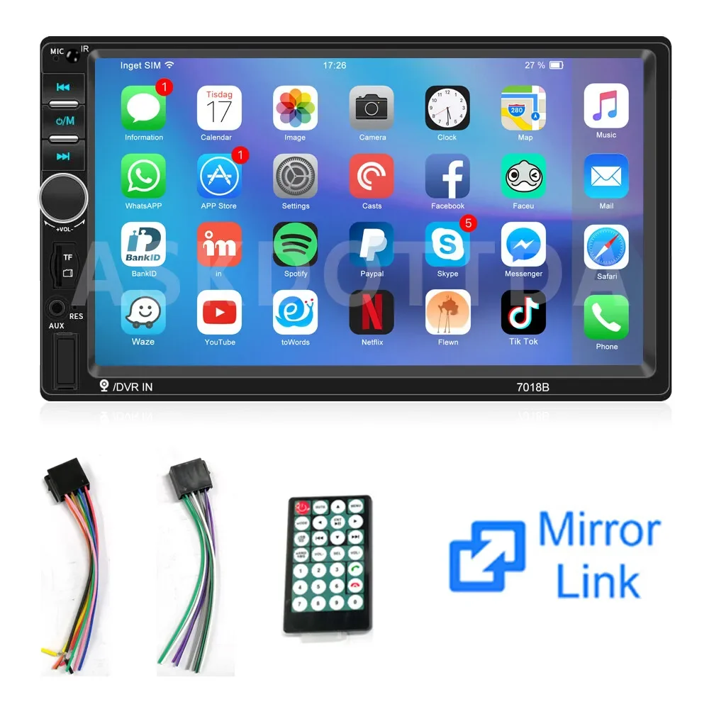 

Двойной 2 DIN 7 дюймов автомобильный MP5-плеер Bluetooth с сенсорным экраном FM/USB/AUX стерео радио