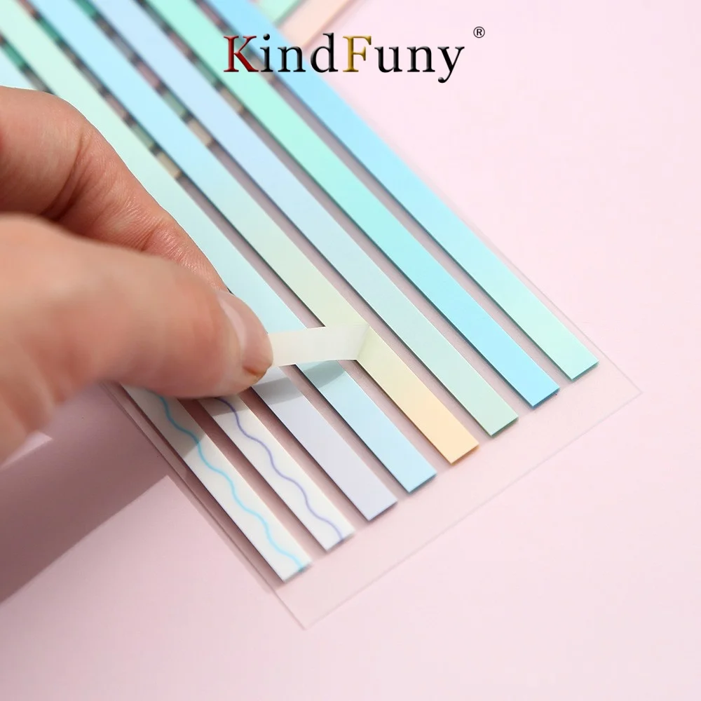 

160Pcs Rainbow colors Translucent Thin Long Index Stickers Book Markers Reading Note Highlighter Key Sentence Sticky Notes