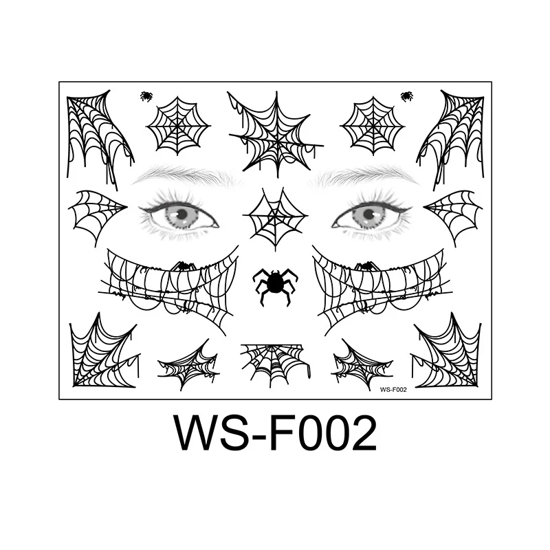 Day of the Dead Halloween Spider Web Tattoo Face Makeup False Temporary Waterproof Sticker Art Tattoos for Women Party Decals