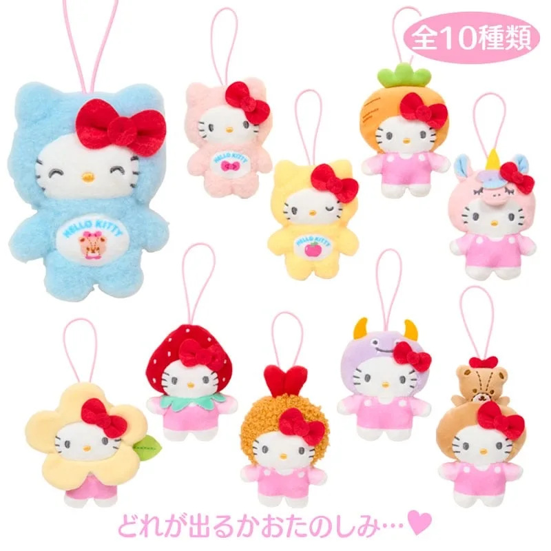 

Sanrio оригинальный трансформируемый брелок для ключей с изображением животных и фруктов Kitty Melody Kuromi Cinnamoroll, плюшевая коробка для кукол, каваи, аниме-игрушки
