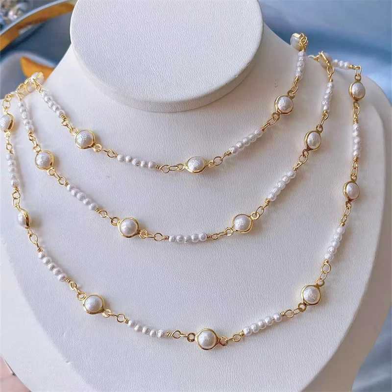 Elegant Irregular Natural Freshwater Pearl Necklace Gold Plated Pearl Beaded Choker Necklaces For Women Pearl Jewelry