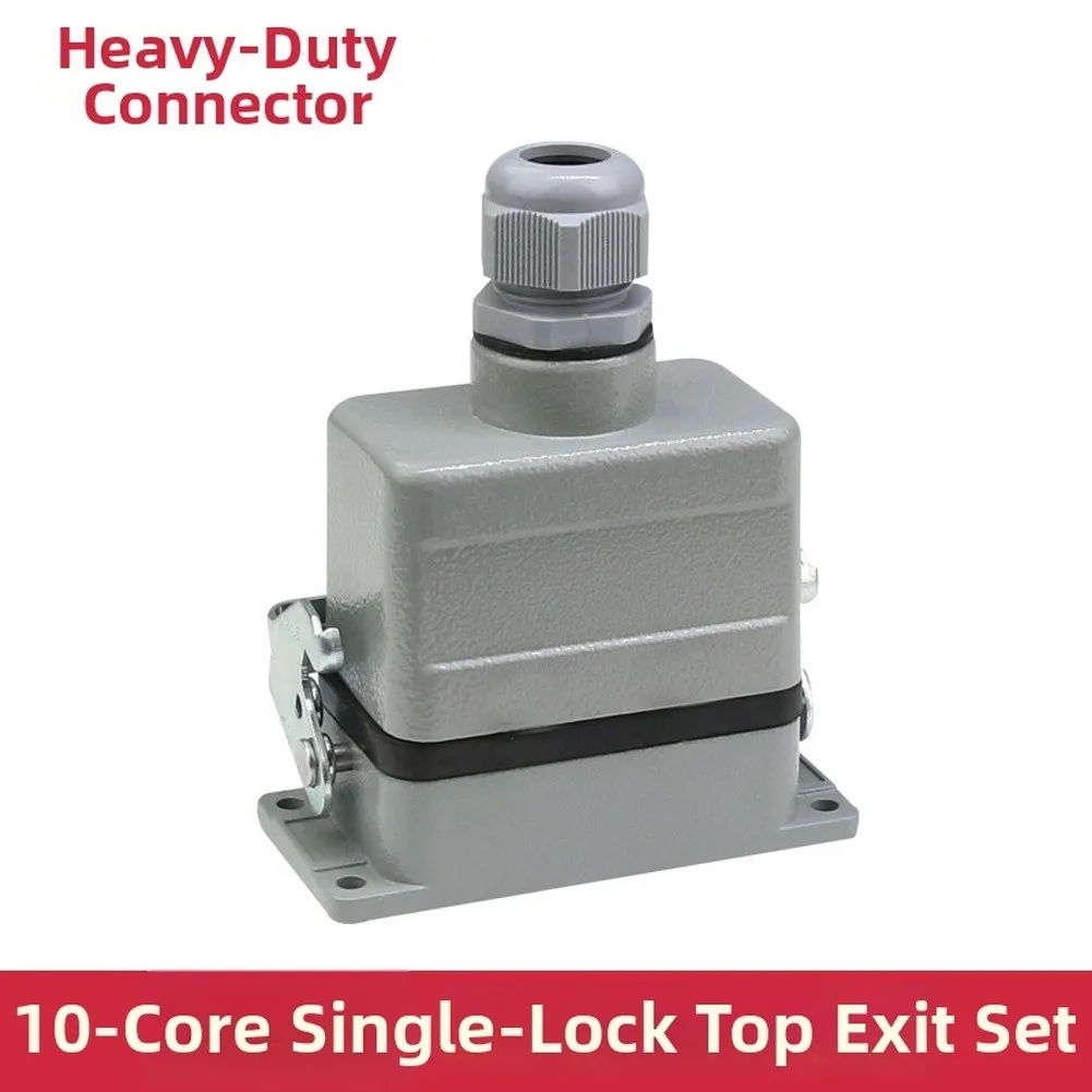 10-Pin Rectangular Industrial Connector for Aviation Grade Applications Polycarbonate Body IP65 for Protection 16A Max Current