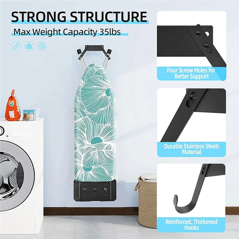 ABWR-Ironing Board Holder Wall Mount For T&Y Leg Ironing Board Hanger Small Wall Mounted Ironing Board Holder Wall Mounted