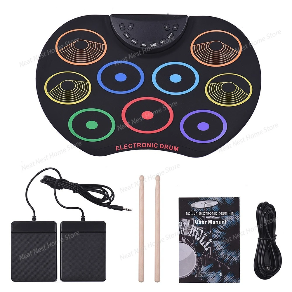 

Оптовые цветные ручные барабанные установки, портативные детские ударные инструменты Amazon, электронные барабаны