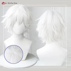 Anime Killua Zoldyck peruka do Cosplay 30cm krótkie męskie peruki kudłate warstwowe białe peruki odporne na ciepło syntetyczne włosy impreza z okazji Halloween peruki