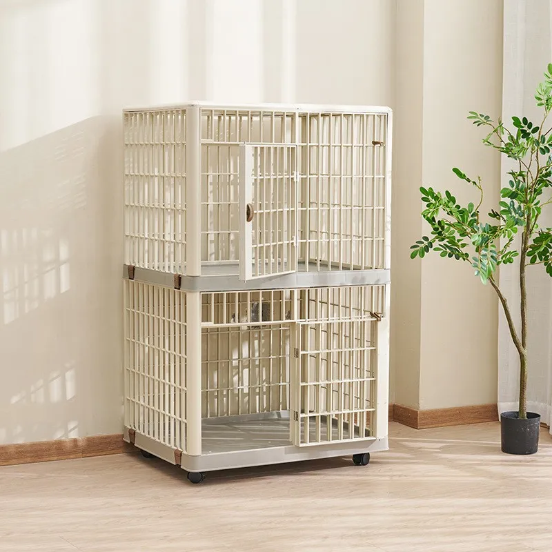Solid 2-Layer Stackable Dog Kennel Pet Cage Furniture Plastic Tray Carrier Wholesale Solid Plastic Tray Carrier