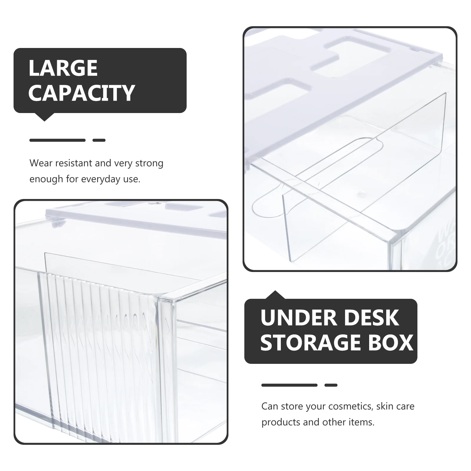 

Invisible Under Desk Storage Drawer Organizer Large Capacity Self Adhesive Under Desktop Organizer Box for Office Home Use