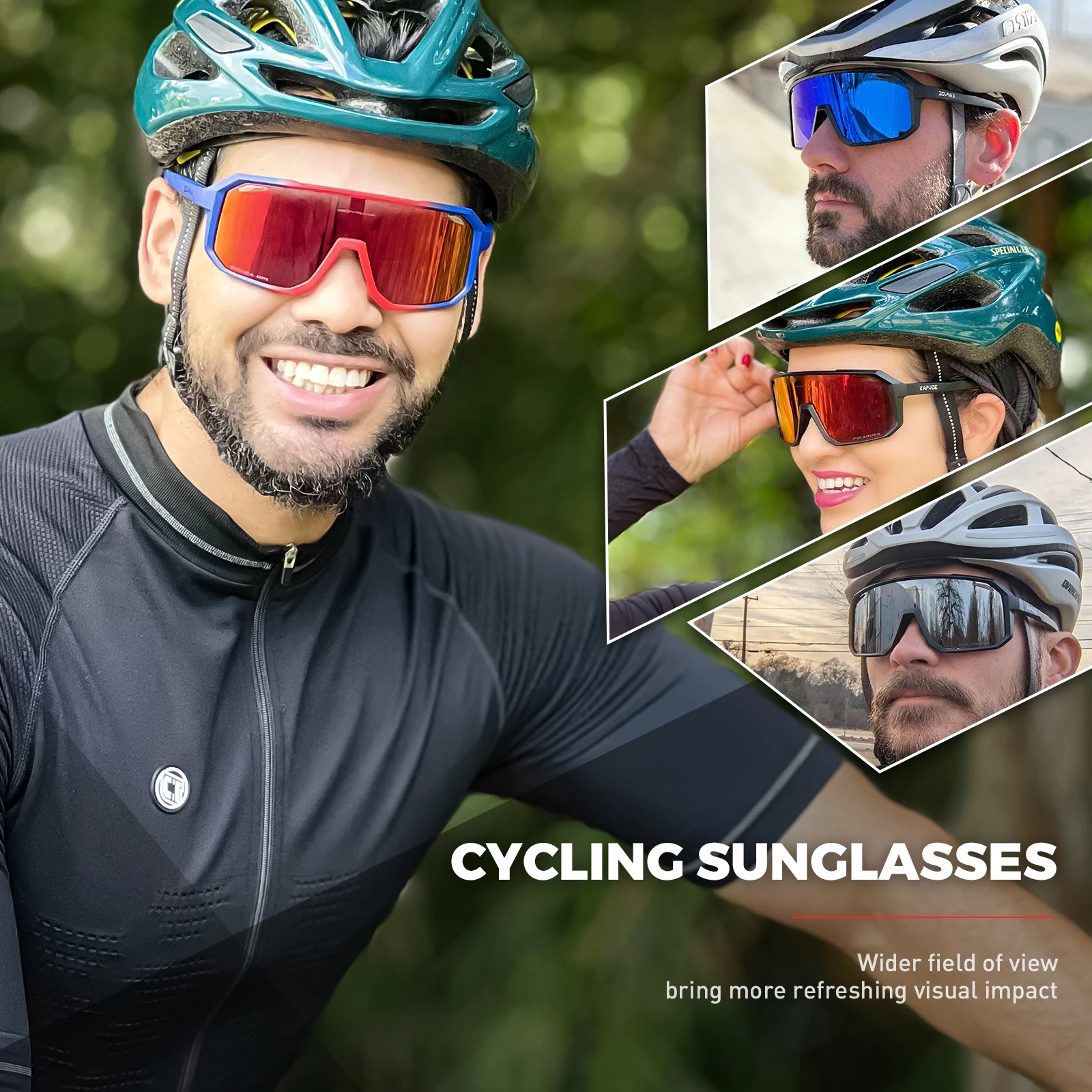 Kapvoe Large-Frame Sports Sunglasses — product information 3
