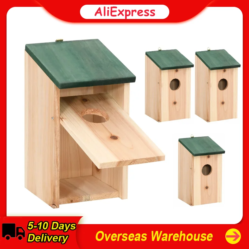 4PCS Wood Bird Houses 4.7