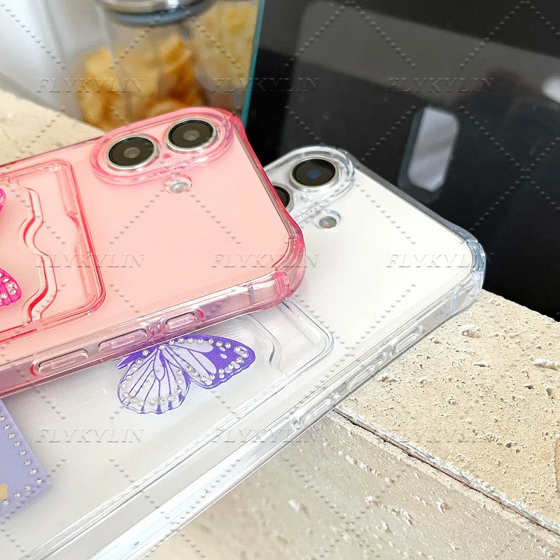 Vlinder Kaart Stijl Telefoon Case Voor POCO X7 X6 X5 Pro X3 NFC Xiaomi 14T 13T 12T 12 11 Lite Schokbestendig Transparante Kaart Tas
