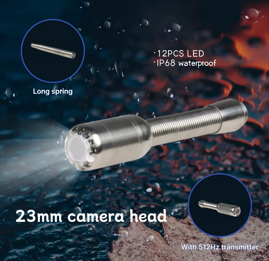 กล้องตรวจสอบท่อระบายน้ำใต้ดิน MYT 20 29 23MM พร้อมก้านดัน สายเคเบิล 30 เมตร จอ LCD 10 นิ้ว ใช้สำหรับตรวจสอบท่อใต้ดิน