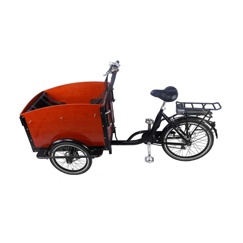 

Pedal Electric Cargo Bike 3 Wheels Dutch Adult Tricycle Family Bicycle Street Kids Scooter for Sale Customizable