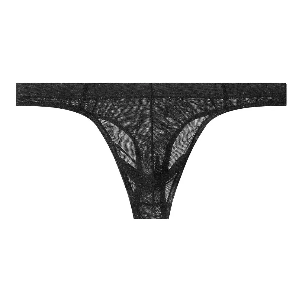 Comfortable Low Waist Men Mesh Thongs Transparent Underpants Men's Panties Underwear Solid Color Male Briefs Summer