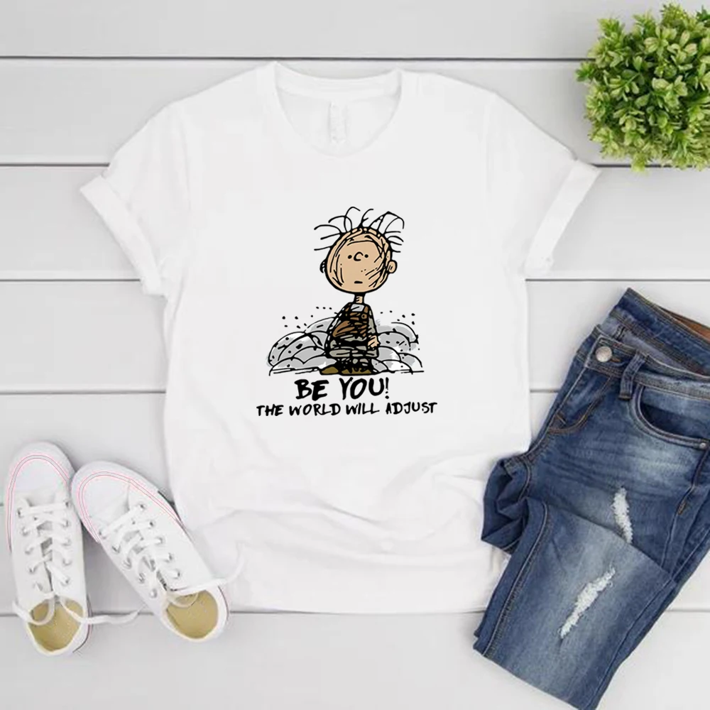 Be You The World Will Adjust T-Shirt Inspirational Quote Tee Positive Self Love Top Motivational Gift for Women Casual T-shirt