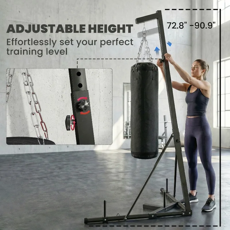 Freestanding Punching Bag Stand with Adjustable Height Heavy Duty Steel Frame Boxing Stand for Home Gym Unfilled Canvas Bag view 4