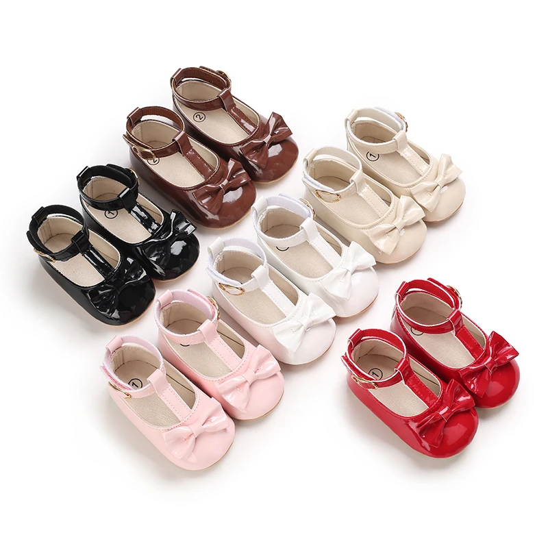 HAIZHIW Fashion PU Leather Baby Princess Shoes Newborn Girls Moccasins Shoes Rubber Sole Prewalker Non-slip Summer First Walkers