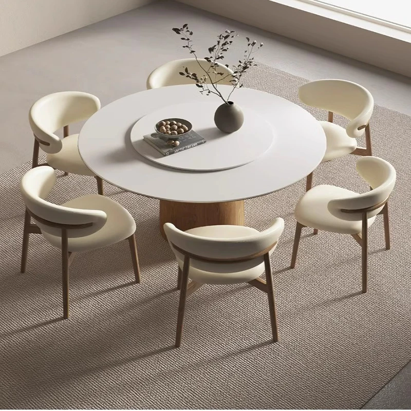 Round Table Dining Study Nordic Furniture Living Room Cabinets Modern Space Saving Set Mobile Tables Console Meble Solid Wood