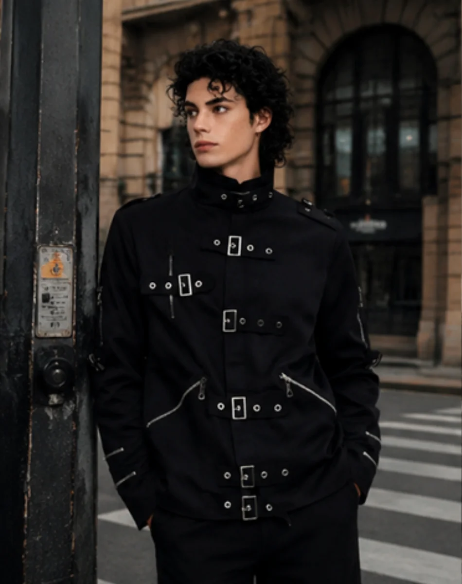 Michael Jackson BAD Punk Jacket Black Stretch Cotton Outwear for Role-player Impersonator Halloween Cosplay view 4