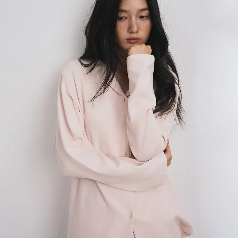 Easter Pjs Women's Long Sleeve Pants Cardigan Pajamas Solid Color Seaweed Fiber Loungewear Autumn Winter Anti Mite Moisturizing